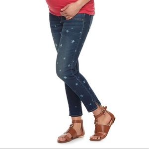 A:glow Full Belly Panel Star Jean Capris Sz 18 NWT